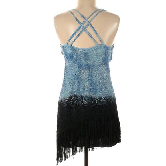 Free People Shake It Up Vintage Ombre Brocade Fringe Bodycon Mini Dress - Picture 3 of 8